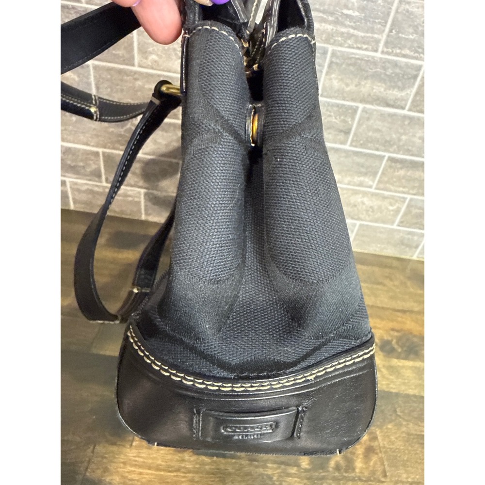 Coach Hampton Black C Monogram Leather/Canvas Satchel Handbag 11620 Y2K - Picture 4 of 13